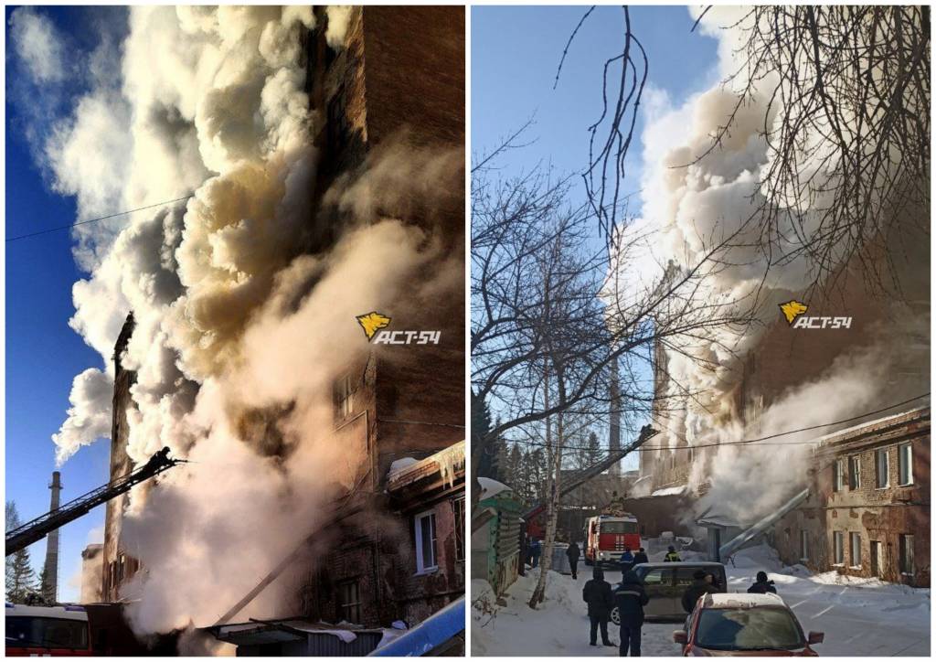 В Новосибирске на улице Драгомыжского сгорели два этажа шестиэтажного дома