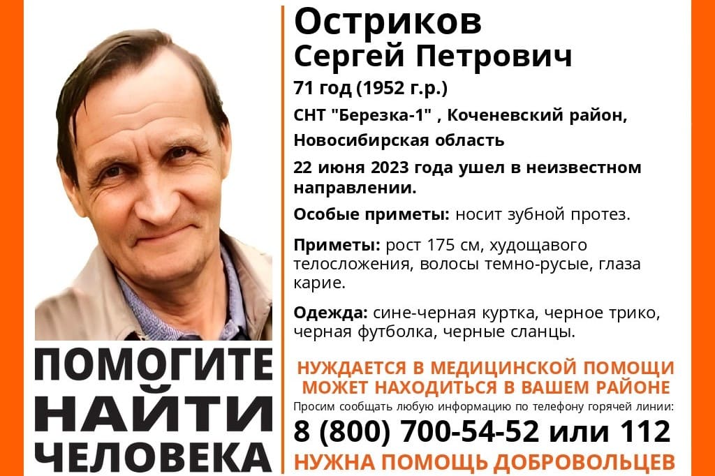 В Новосибирской области пропал 71-летний дачник в черных сланцах