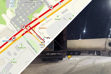 ДТП с фурами заблокировало перекресток в Новосибирске