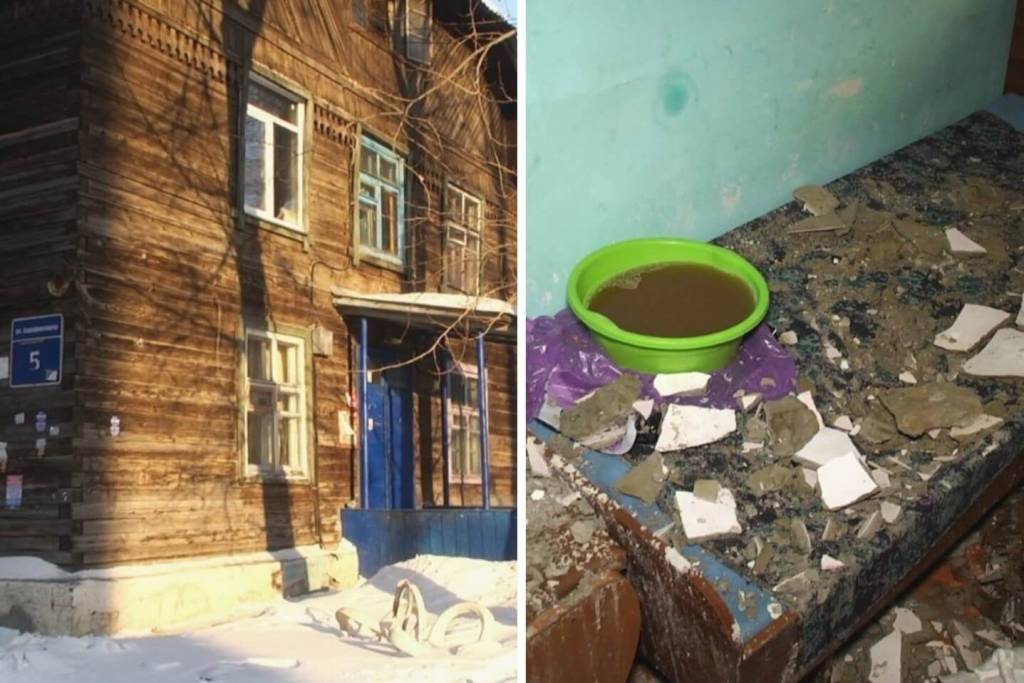 В Новосибирске в 80-летнем деревянном бараке обвалился потолок