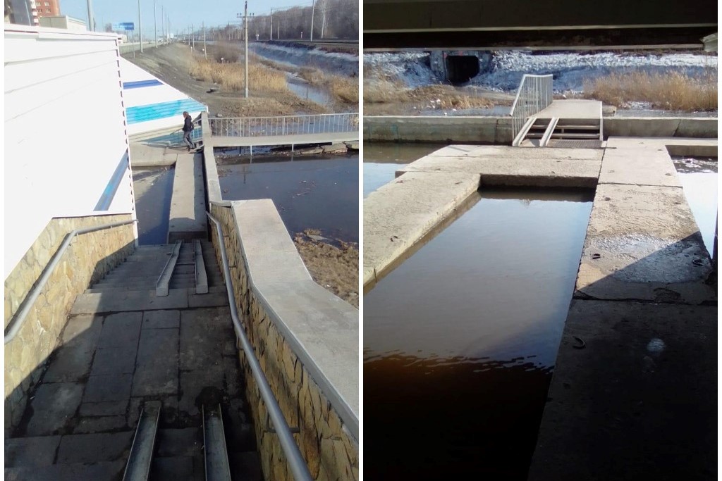 Насосы и помпы используют для откачки воды из подземных переходов в городе Оби под Новосибирском