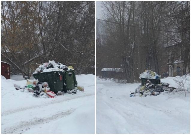 В Новосибирске горожане сообщили о переполненных мусорных контейнерах на улице Забалуева