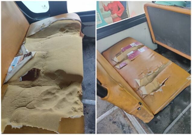 В Новосибирске пассажиры автобуса №14 рассказали о поврежденных сидениях