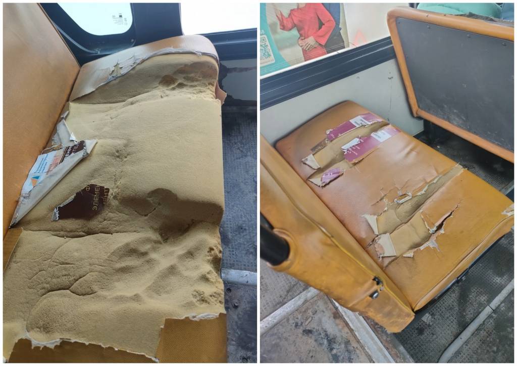 В Новосибирске пассажиры автобуса №14 рассказали о поврежденных сидениях