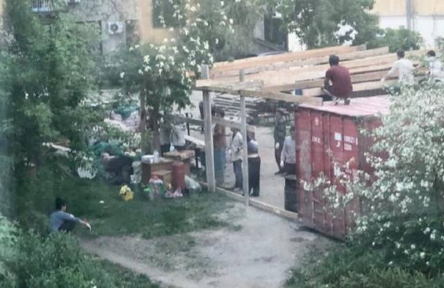 В Новосибирске мигранты поселились в «шалаше» между домами на улице Чаплыгина