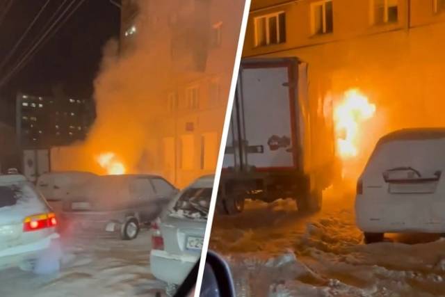 На улице Авиастроителей в Новосибирске сгорела припаркованная «Газель»