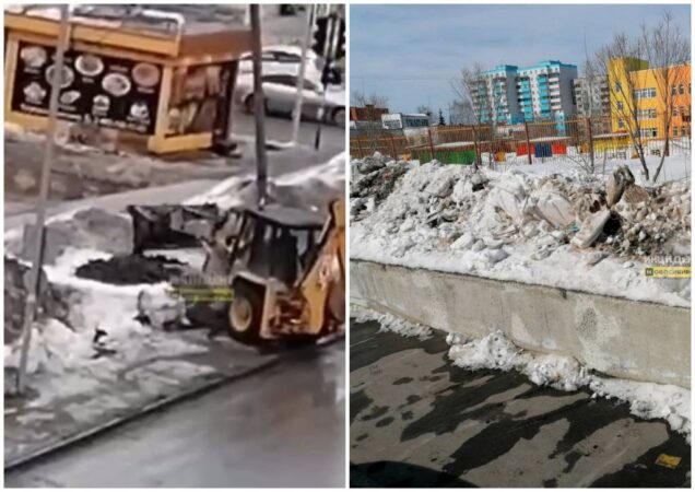 В Новосибирске коммунальщики сваливают снег с дорог в зеленые зоны