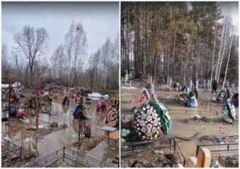 В Новосибирске в Радоницу оказались затопленными десятки могил Южного кладбища