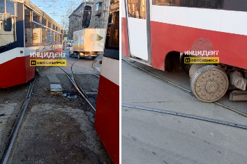 Новосибирский трамвай сошел с путей и парализовал движение