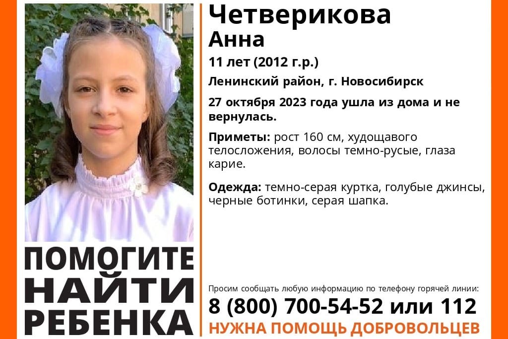 В Новосибирске пропала 11-летняя девочка в серой шапке