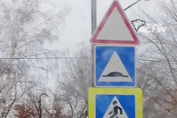 Новосибирцы заметили перевернутый дорожный знак на перекрестке