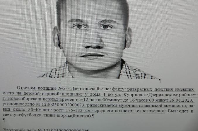 В Новосибирске полиция ищет подозреваемого в педофилии мужчину