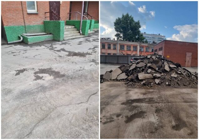 В Новосибирске горожане возмущены ходом благоустройства по муниципальной программе во дворе