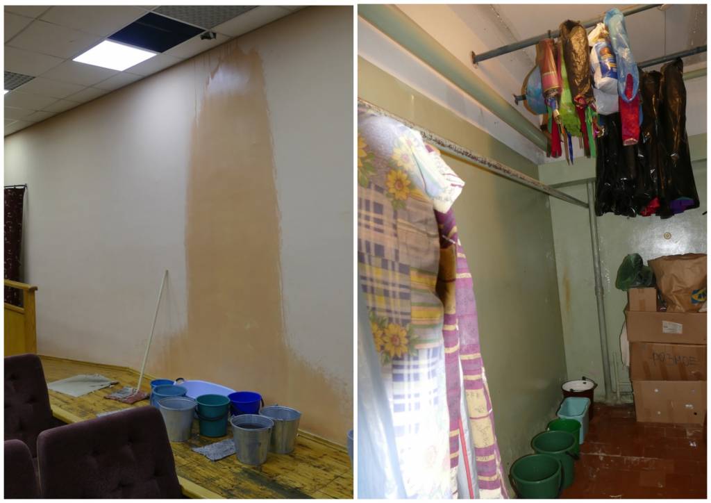 В Краснообске из-за сильного дождя с градом протекла крыша в Доме культуры