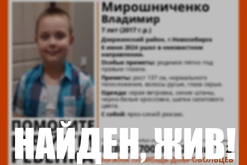 В Новосибирске нашли живым пропавшего 7-летнего мальчика в салатовой шапке