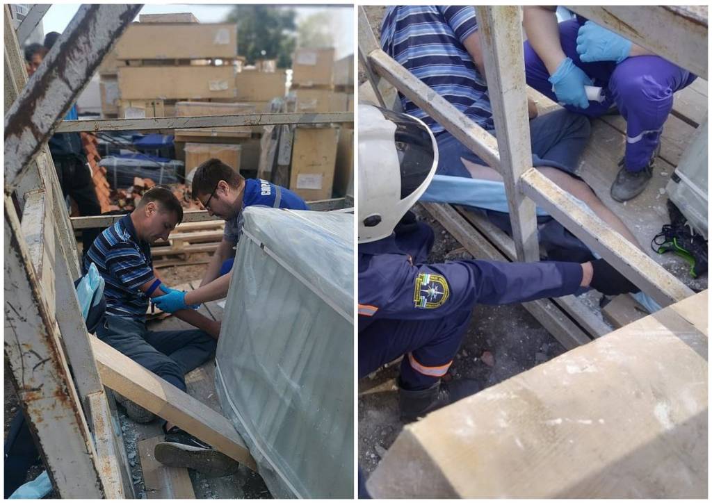 В Новосибирске мужчину на стройке придавило сорвавшимся с крана грузом