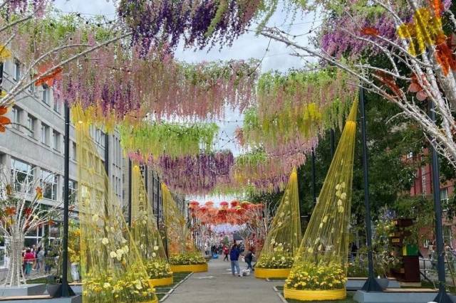 В Новосибирске декорации к фестивалю цветов на улице Ленина восстановят