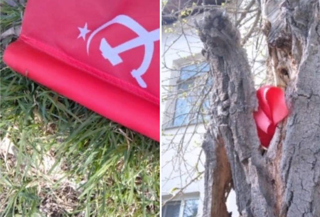 Неизвестные оборвали Знамена Победы в Новосибирске