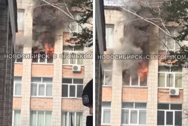 В Новосибирске загорелся колледж информатики в Советском районе