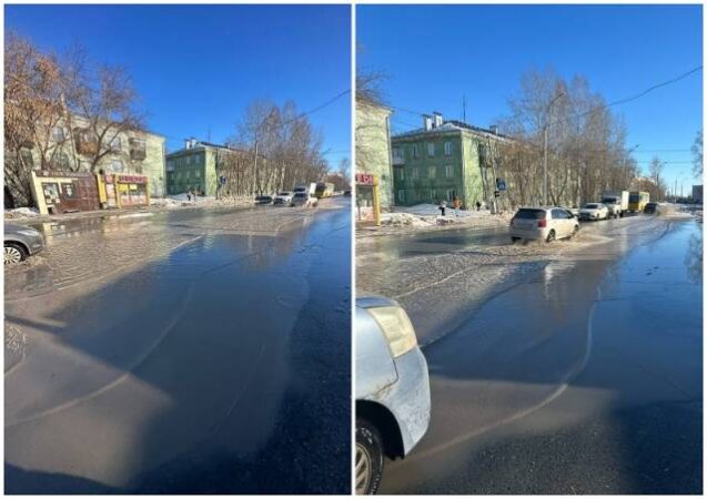 Жители Новосибирска пожаловались на затопленный перекресток Забалуева и Колхидской