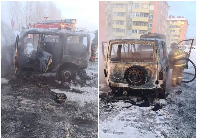 В Новосибирской области пожарные за 12 минут потушили загоревшийся автомобиль