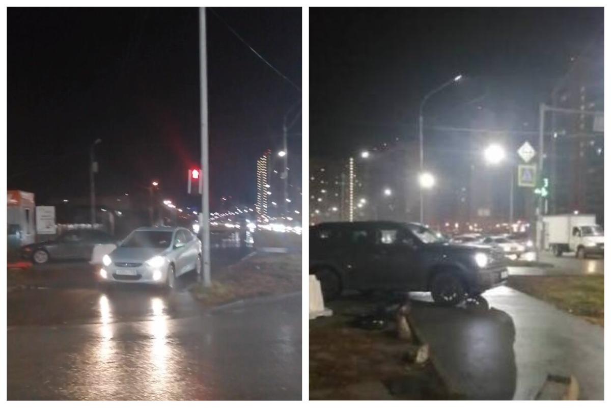 Наглые новосибирцы продолжают объезжать пробку на Петухова по тротуару