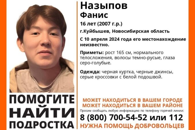 В Новосибирской области уже шесть дней ищут пропавшего 16-летнего Фаниса Назыпова
