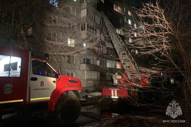 Сотрудники МЧС спасли двух человек из горящей квартиры в Новосибирске