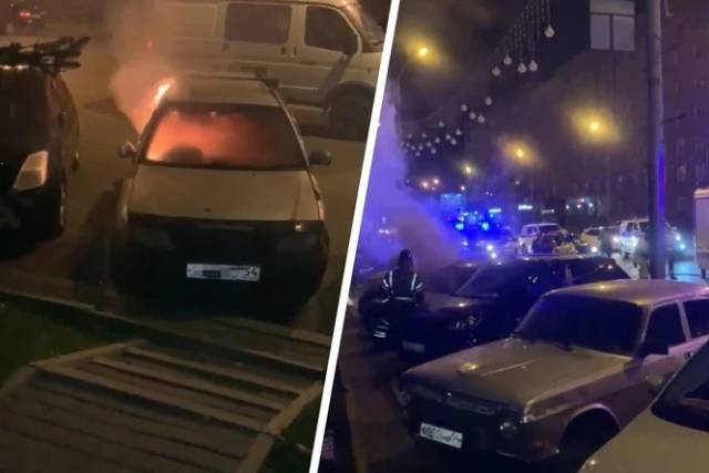 В Новосибирске рядом с железнодорожным вокзалом загорелся «Nissan»
