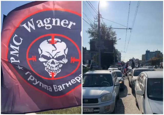 В Новосибирске заметили десятки машин с флагами ЧВК  «Вагнер»
