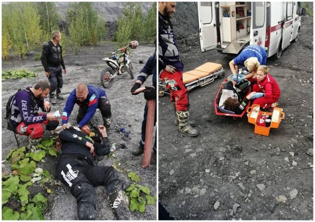 «Спускали на носилках»: в Новосибирской области спасатели помогли упавшему в карьер мотоциклисту
