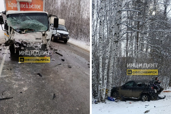 Грузовик «Красное и белое» попал в жесткое ДТП под Новосибирском