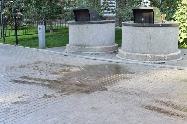 В МУП «САХ» прокомментировали ситуацию с залитым помоями двором на «Европейском берегу»