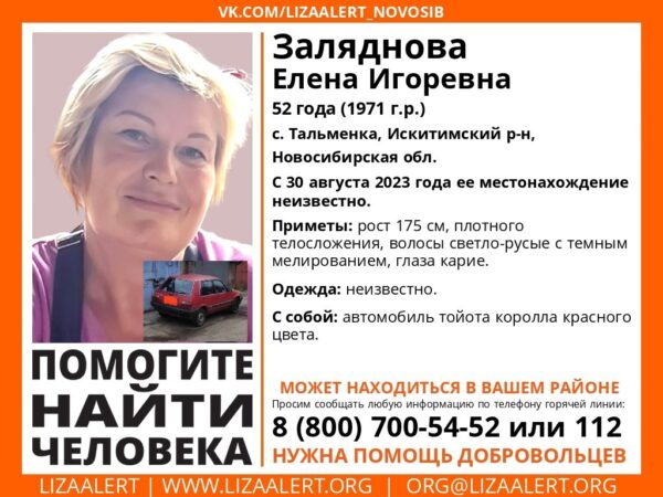 В Новосибирской области пропала женщина на красном автомобиле