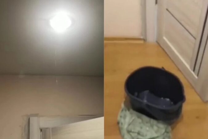 В Новосибирске протекла крыша в 9-этажке на улице Путевой