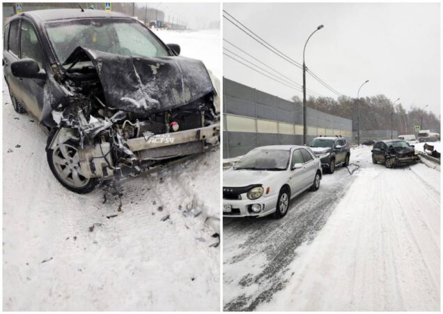 В Новосибирске водитель иномарки устроил массовое ДТП при спуске с Бугринского моста