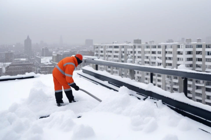 В Новосибирске снег с крыш домов уберут до 15 марта