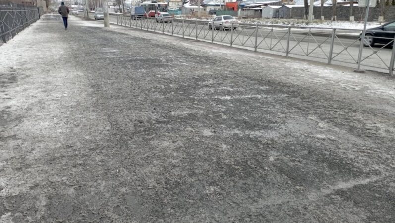 Жители Новосибирска пожаловались на обилие реагентов у школы №48