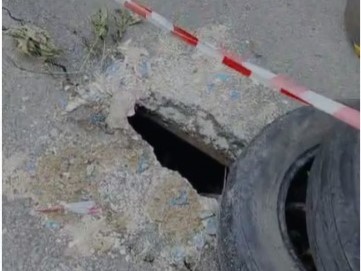«Место огорожено»: провал грунта в центре Ленинского района устранят до конца месяца