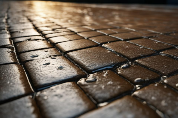 В Новосибирске размыло новую плитку в Первомайском сквере