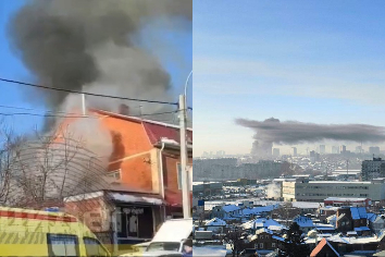 Частный дом горит в Новосибирска