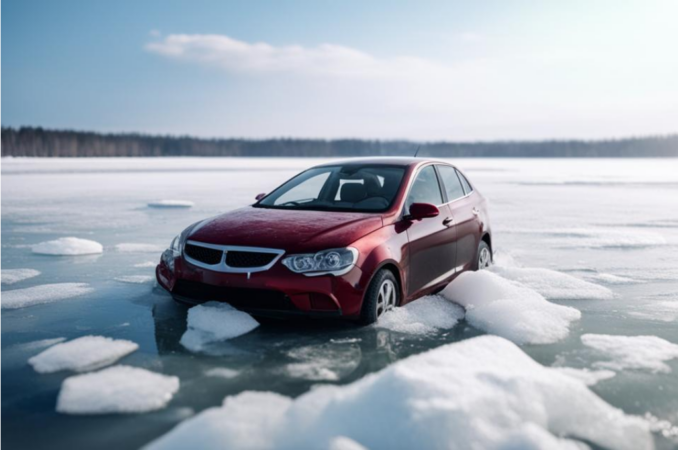 Чудом никто не погиб: на Новосибирском водохранилище под лед провалился автомобиль