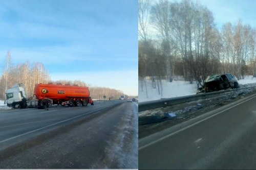 Автоцистерна смяла корейский внедорожник под Новосибирском