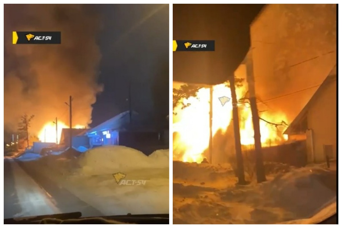 Крупный пожар произошёл в частном секторе Новосибирска